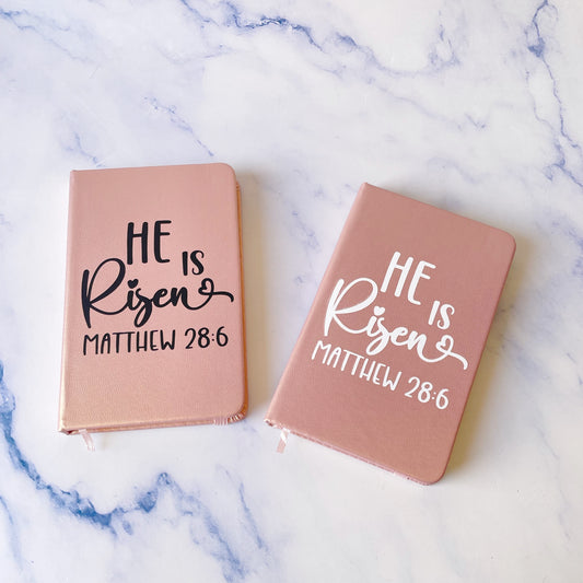 Notebook Biocuero He is Risen rosado