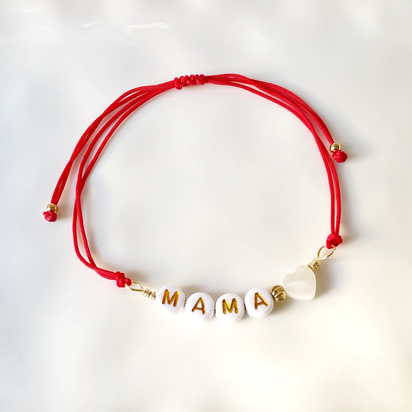 Pulsera Mamá Corazón Nácar Rojo