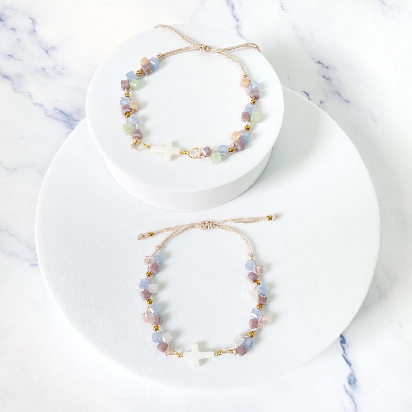 Pulsera Cruz Nácar Muranos