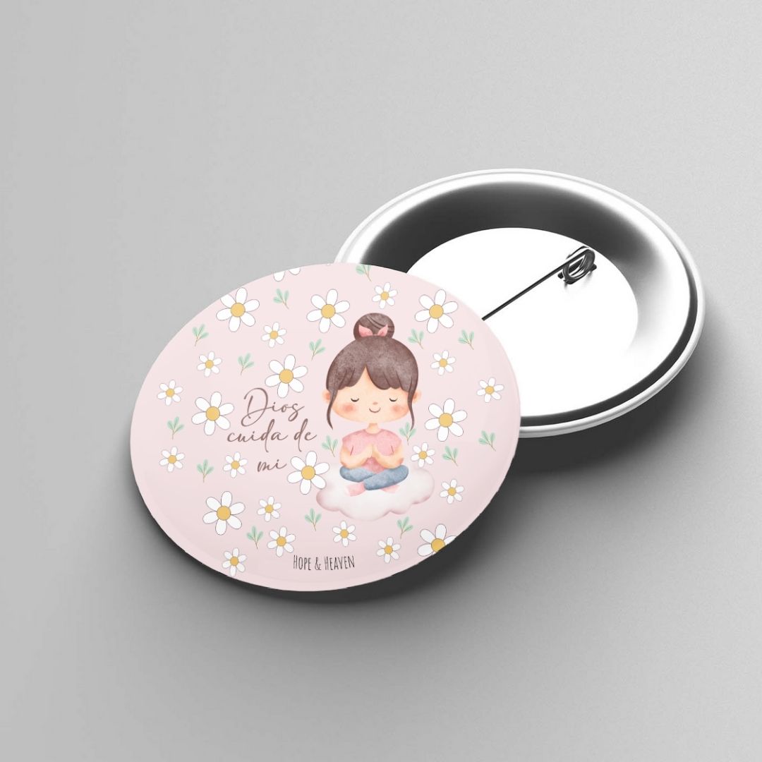 Pin Dios cuida de mi (rosado)
