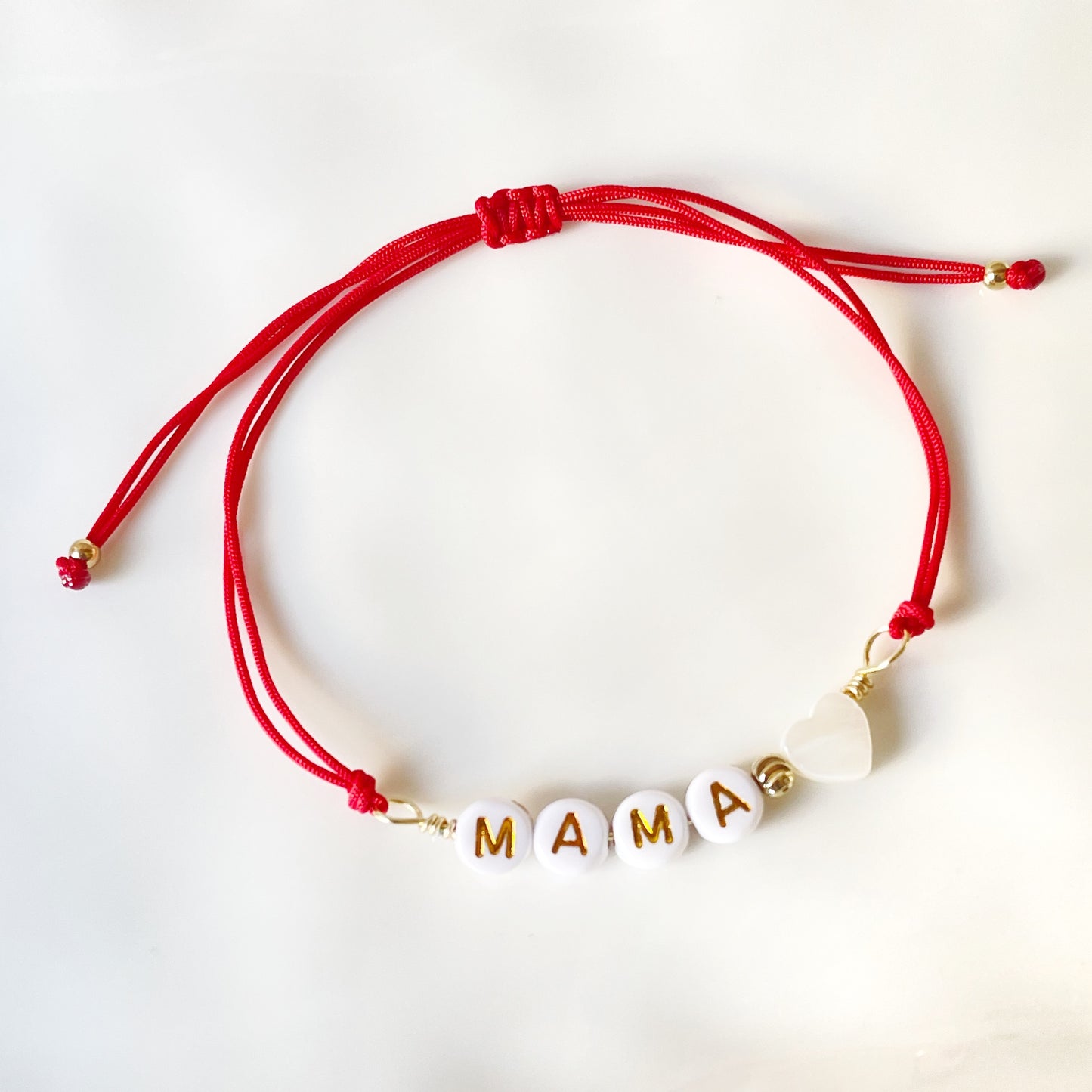 Pulsera Mamá Corazón Nácar Rojo