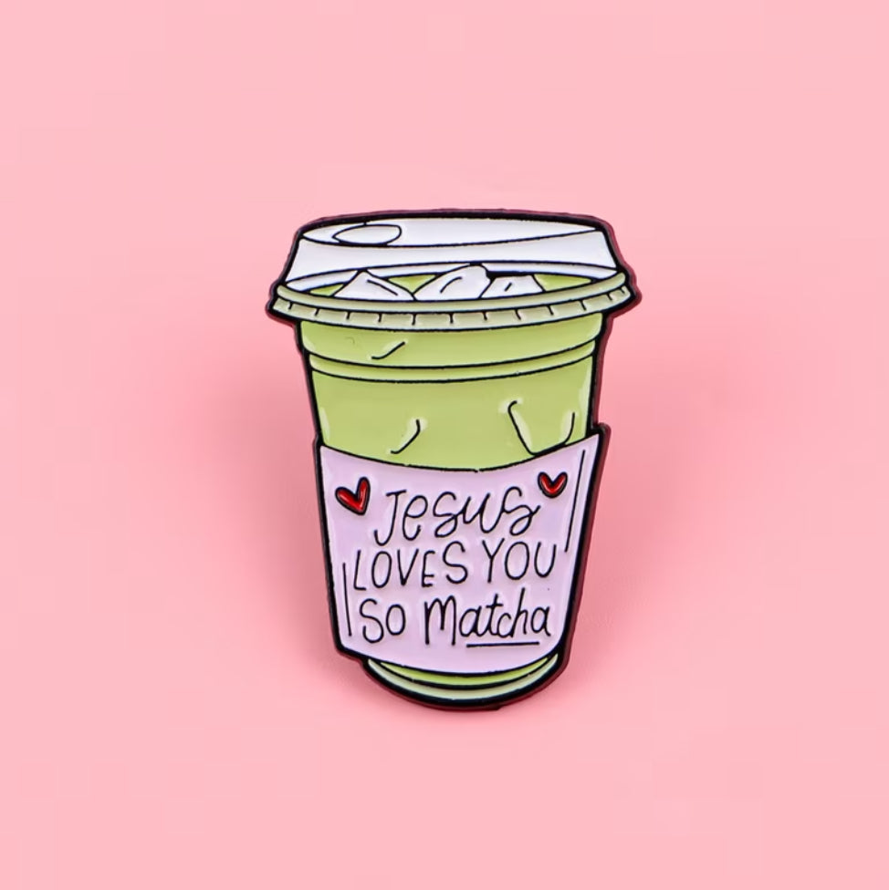 Broche Jesús Loves you Matcha