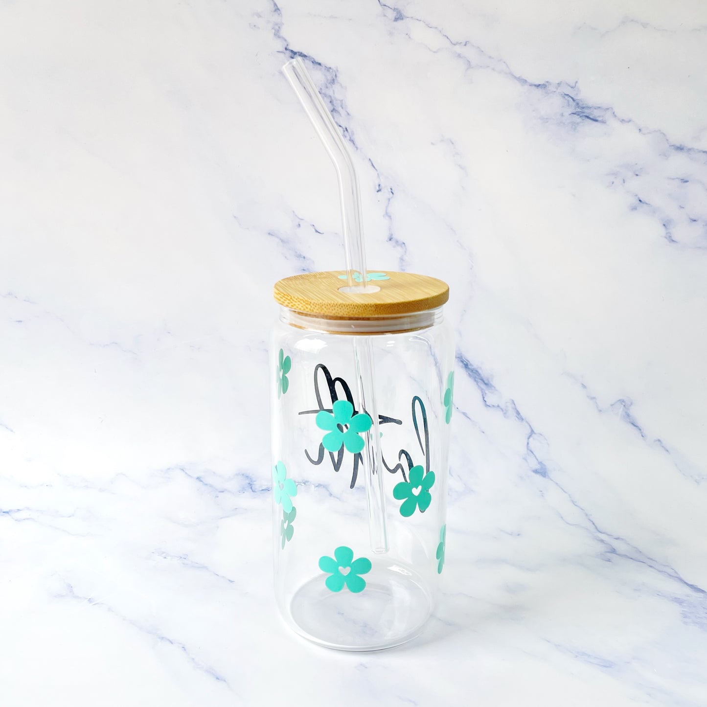 Jar Faith Flores Verde Agua