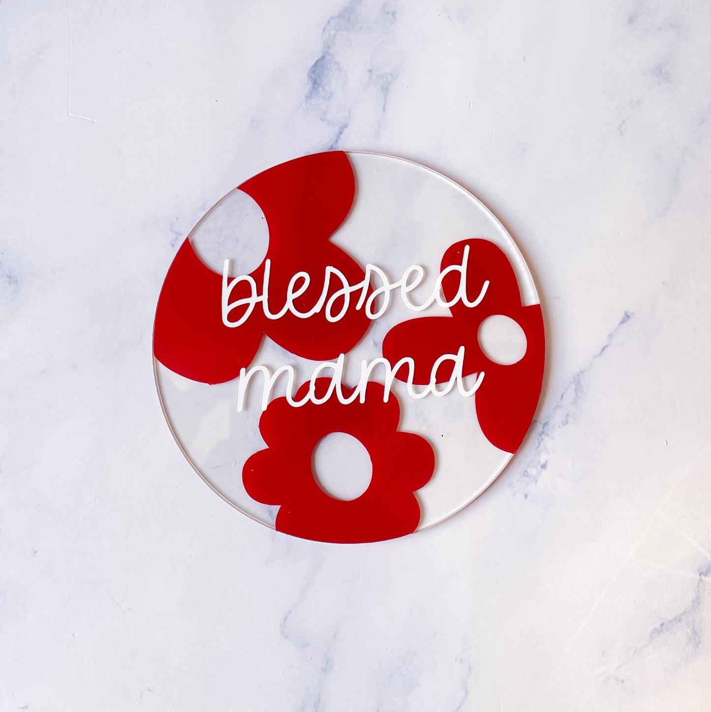 Posavaso Floreado Blessed Mama rojo