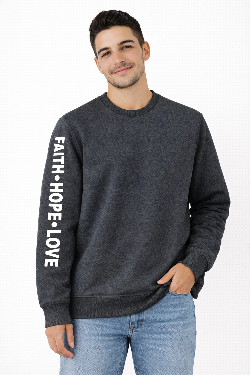 Polera Faith Hope Love gris