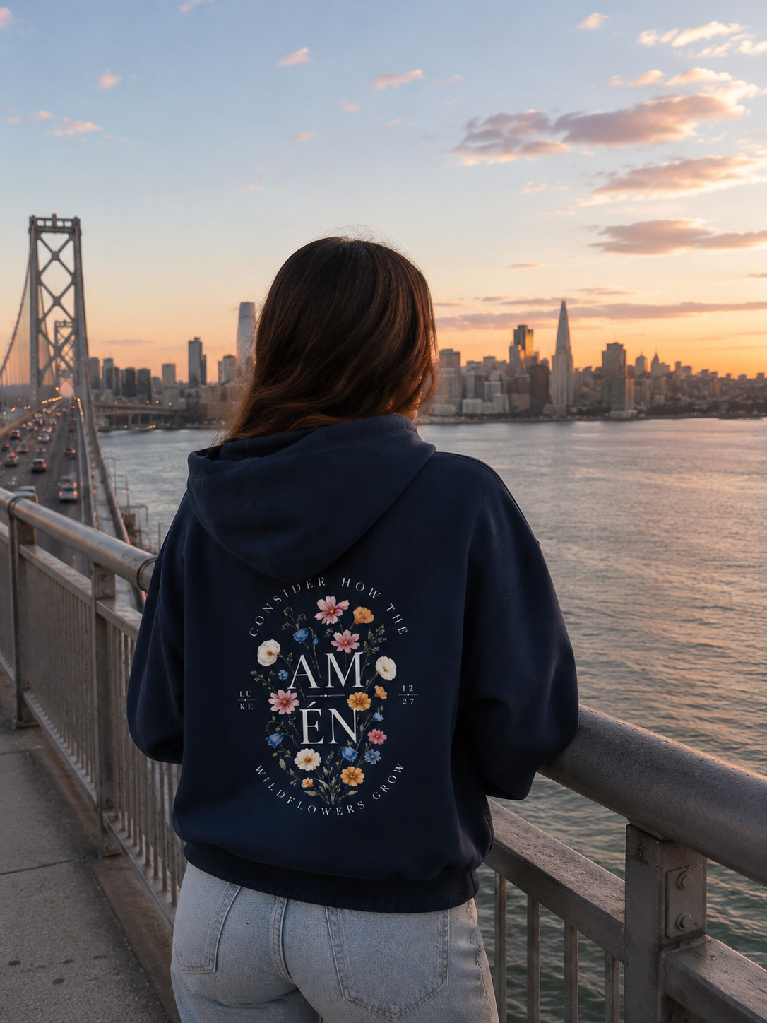 Polera AMÉN Flores Azul