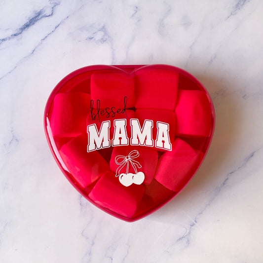 Corazón Acrílico Blessed mama cereza