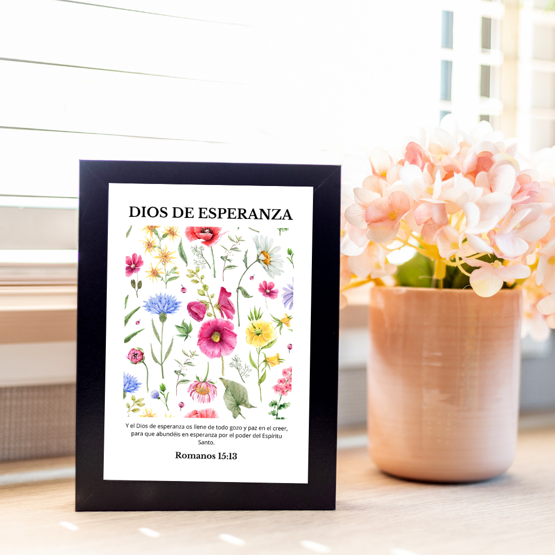 Cuadro Dios Versículo Flores