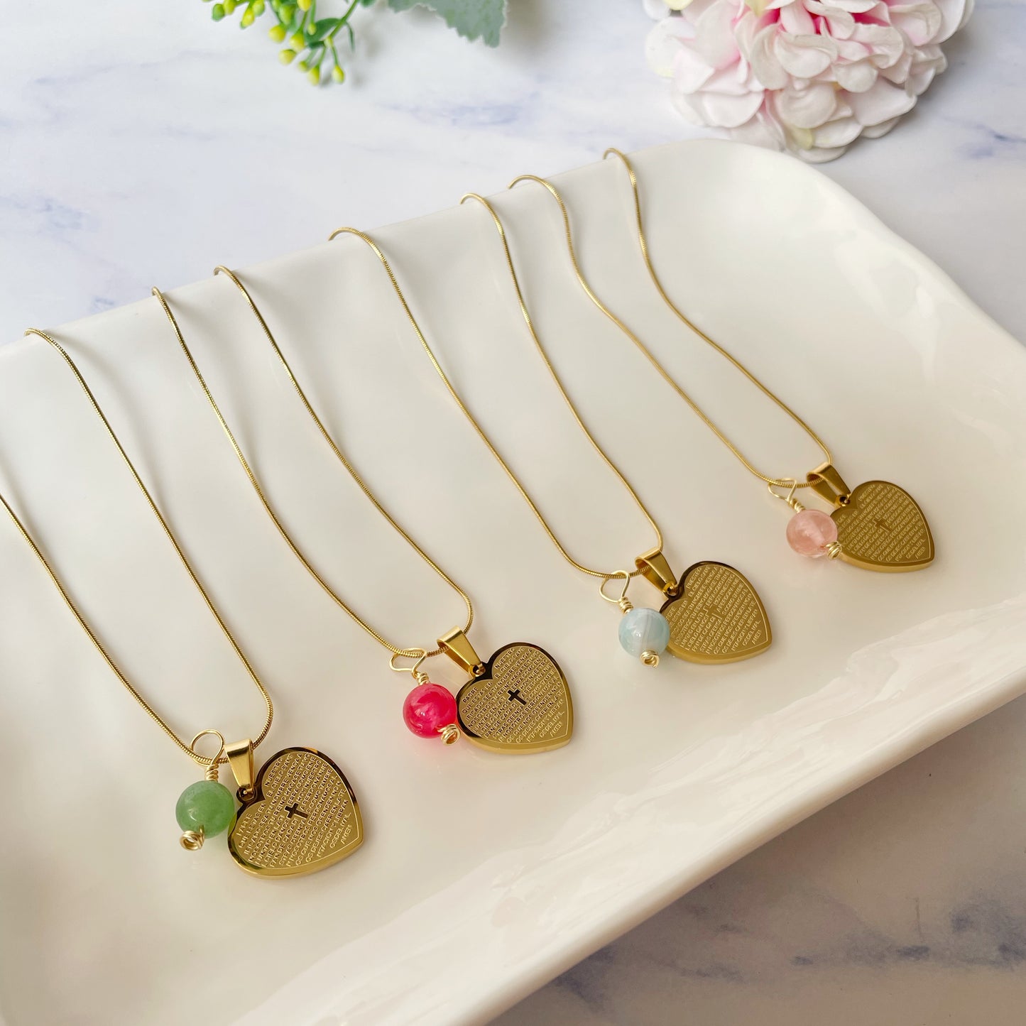 Collar Corazón Cruz Oración