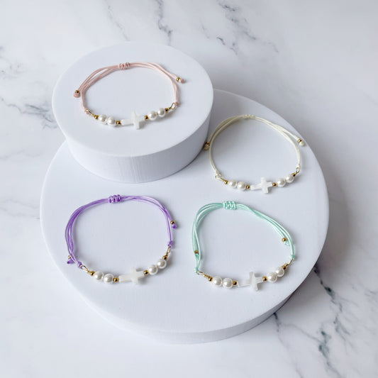 Pulsera Cruz Nácar (pasteles)