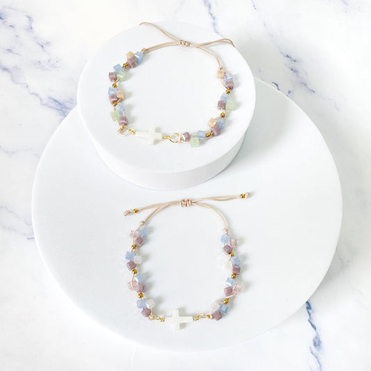 Pulsera Cruz Nácar Muranos