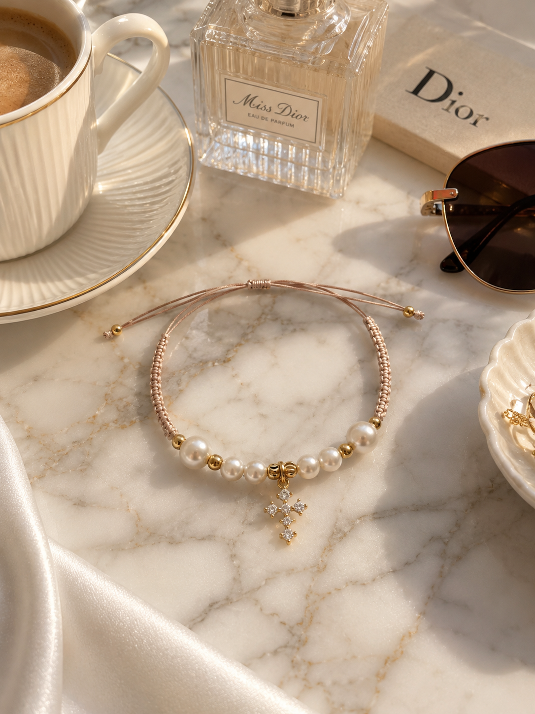 Pulsera Cruz Pearls