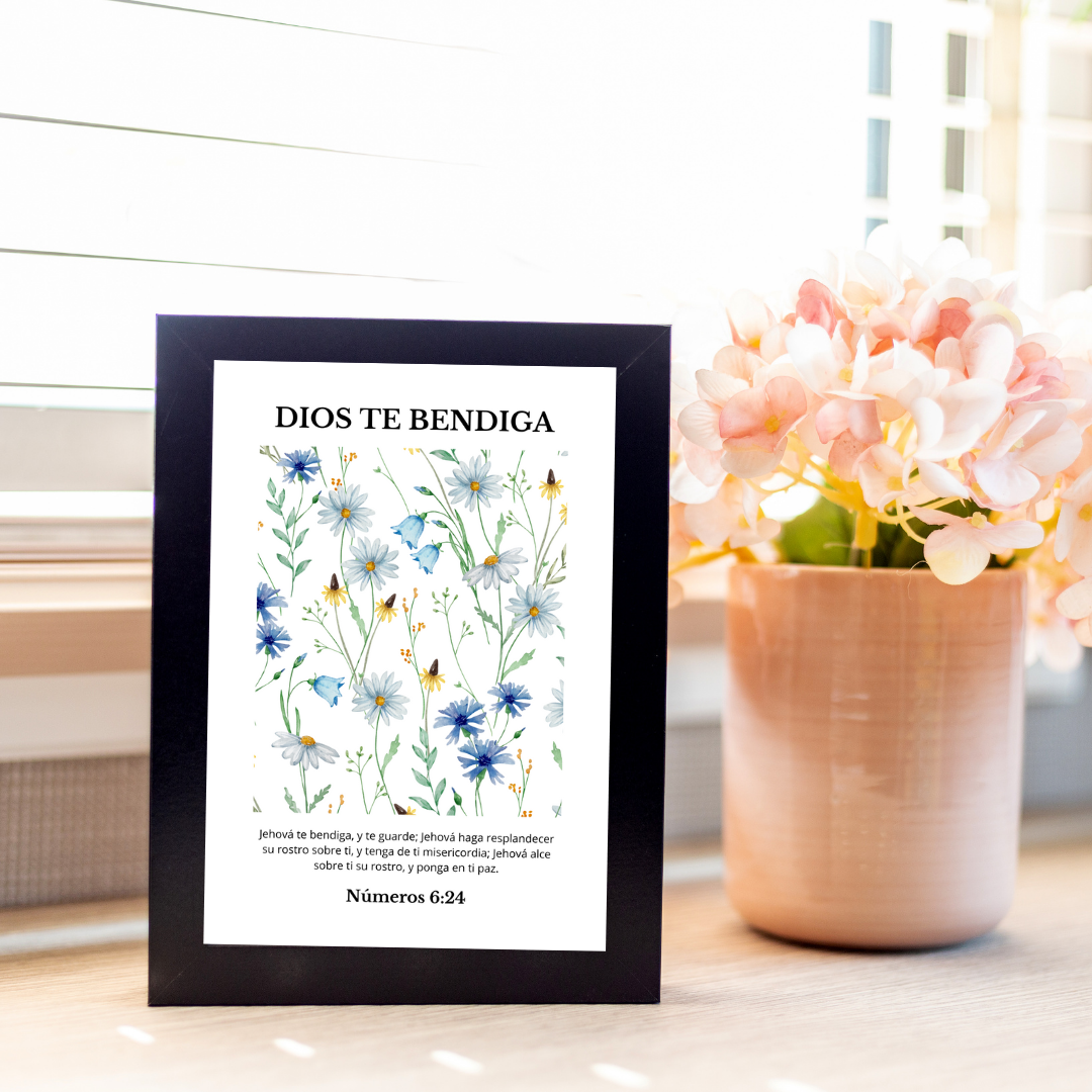 Cuadro Dios Versículo Flores