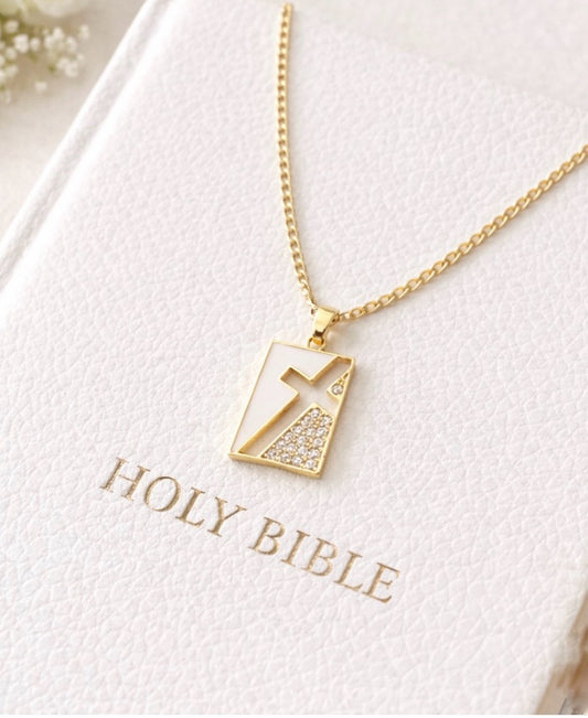 Collar White Cross Calado