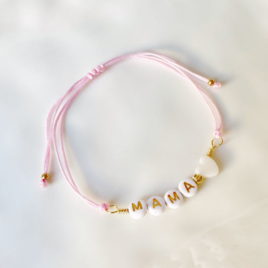Pulsera Mamá Corazón Rosada
