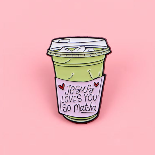 Broche Jesús Loves you Matcha