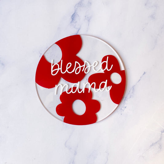 Posavaso Floreado Blessed Mama rojo