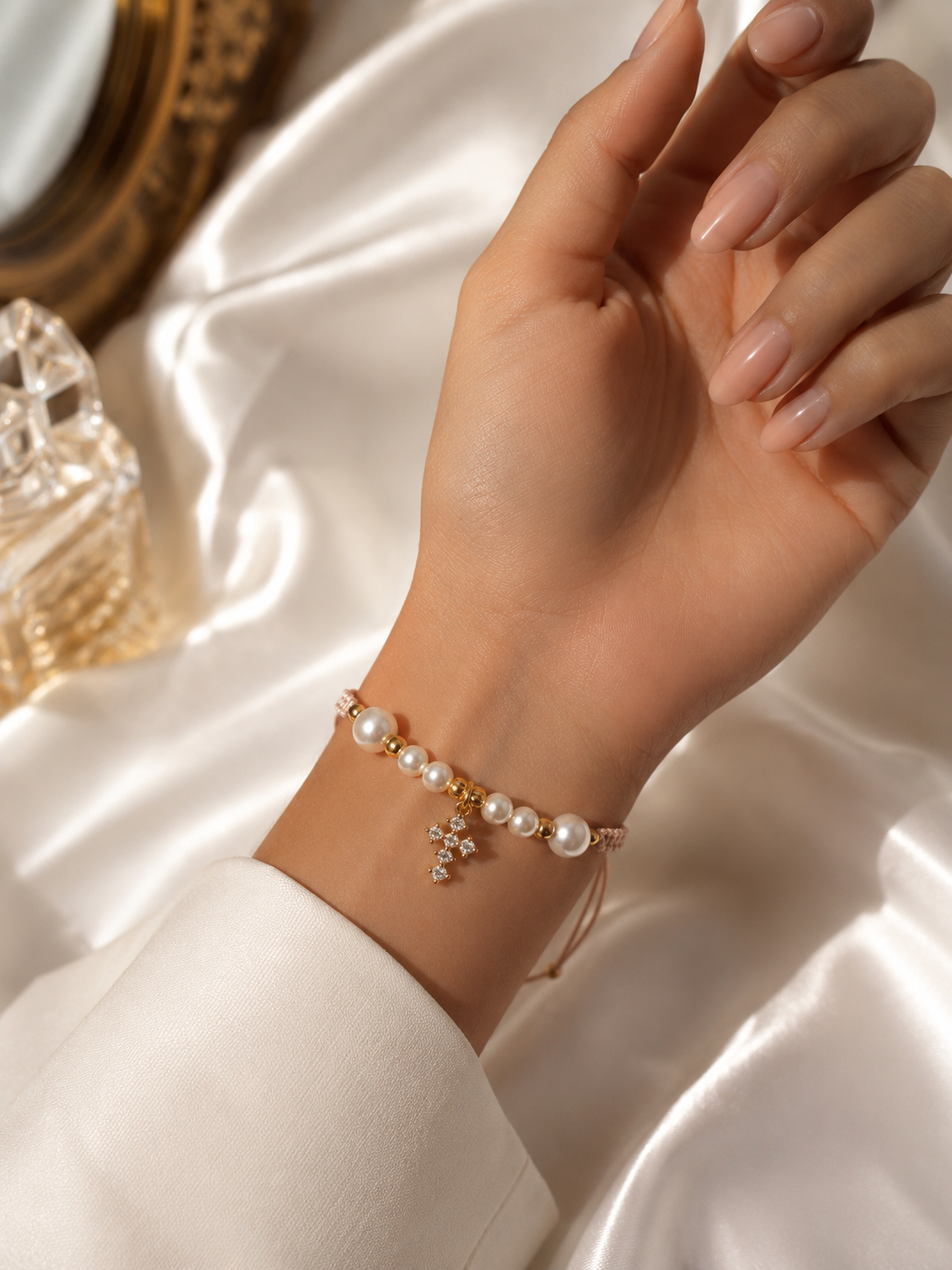 Pulsera Cruz Pearls