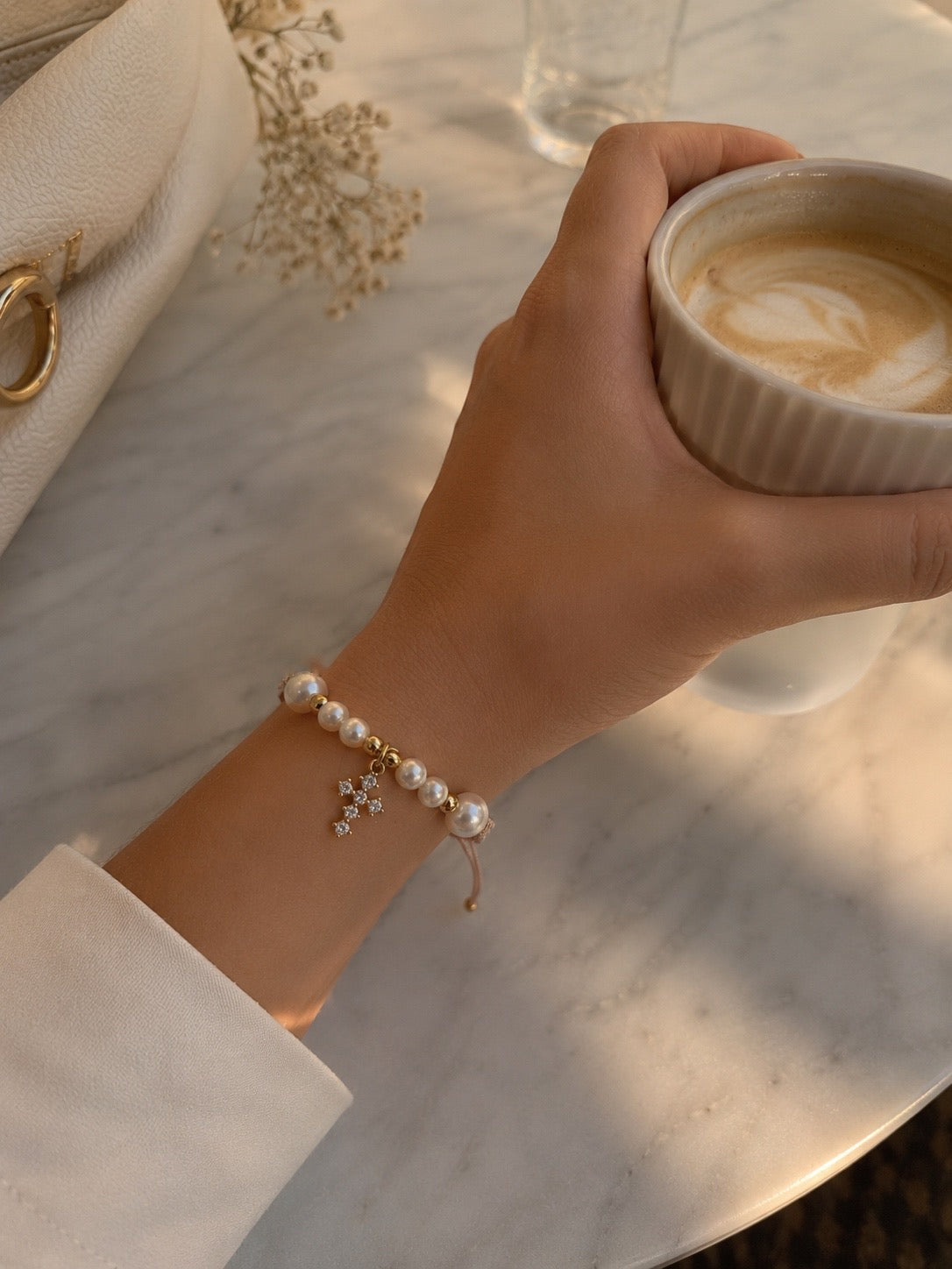 Pulsera Cruz Pearls