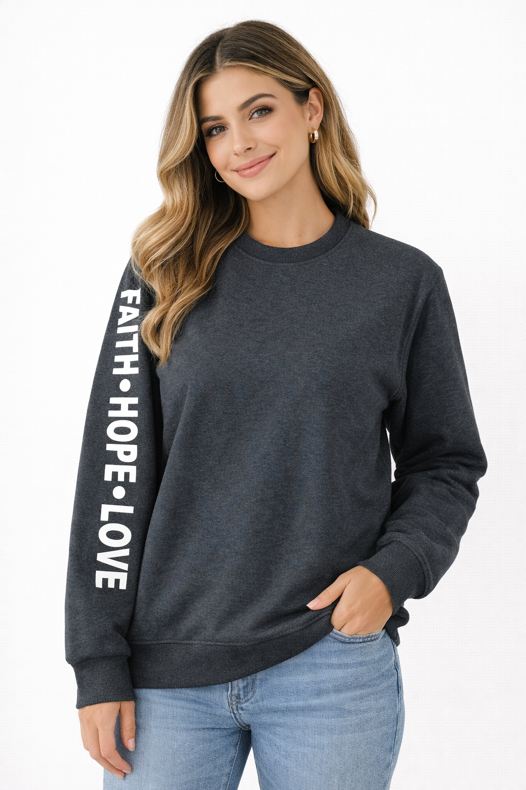 Polera Faith Hope Love gris