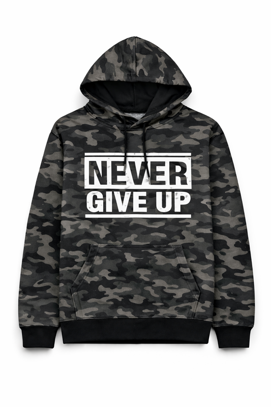 Polera Never Give up camuflado